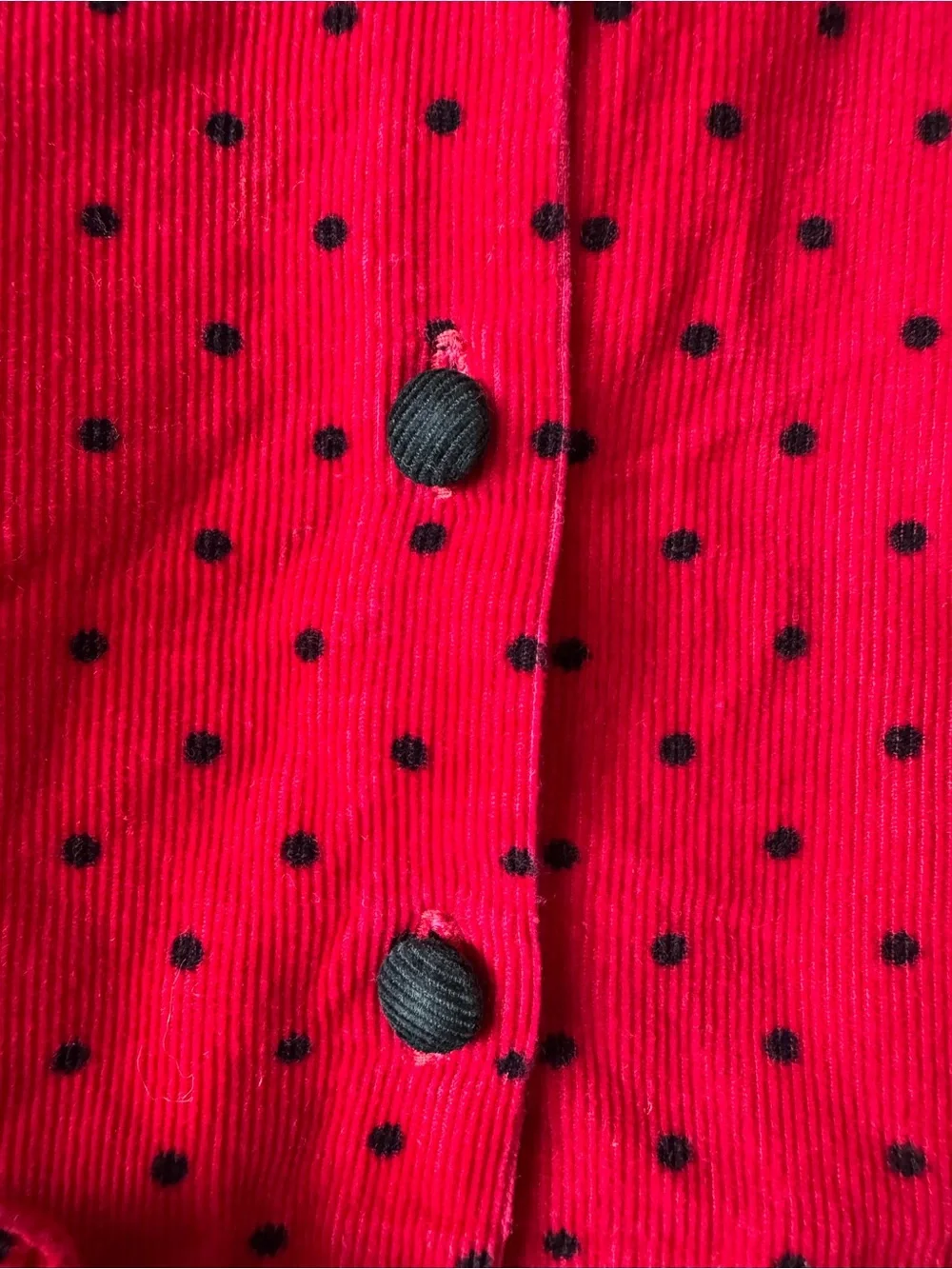 Vintage Osh Kosh B’Gosh‎ Red Corduroy Black Polka Dot Bow Dress Paper Tag Size 4